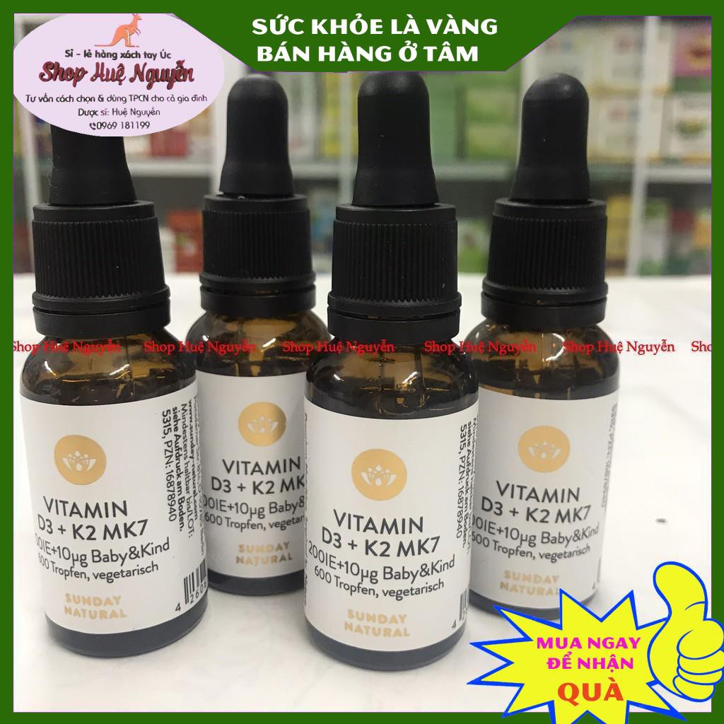 Vitamin D3K2MK7 Đức 20ml Bổ Sung Cho Trẻ Từ Sơ Sinh Đến 4 Tuổi, D3K2 Tăng Hấp Thụ Canxi tăng Chiều Cao