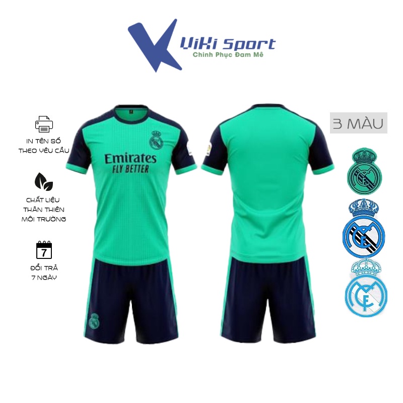 Bộ quần áo đá bóng REAL SV, vải thun lạnh phù hợp cho hoạt động thể thao - Viki Sport