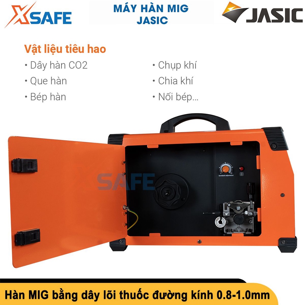 Máy hàn mig không dùng khí Jasic JS-NB200E cấp dây liền cuộn 5kg, dây lõi thuốc đường kính 0.8-1.0mm [CHÍNH HÃNG][XSAFE]