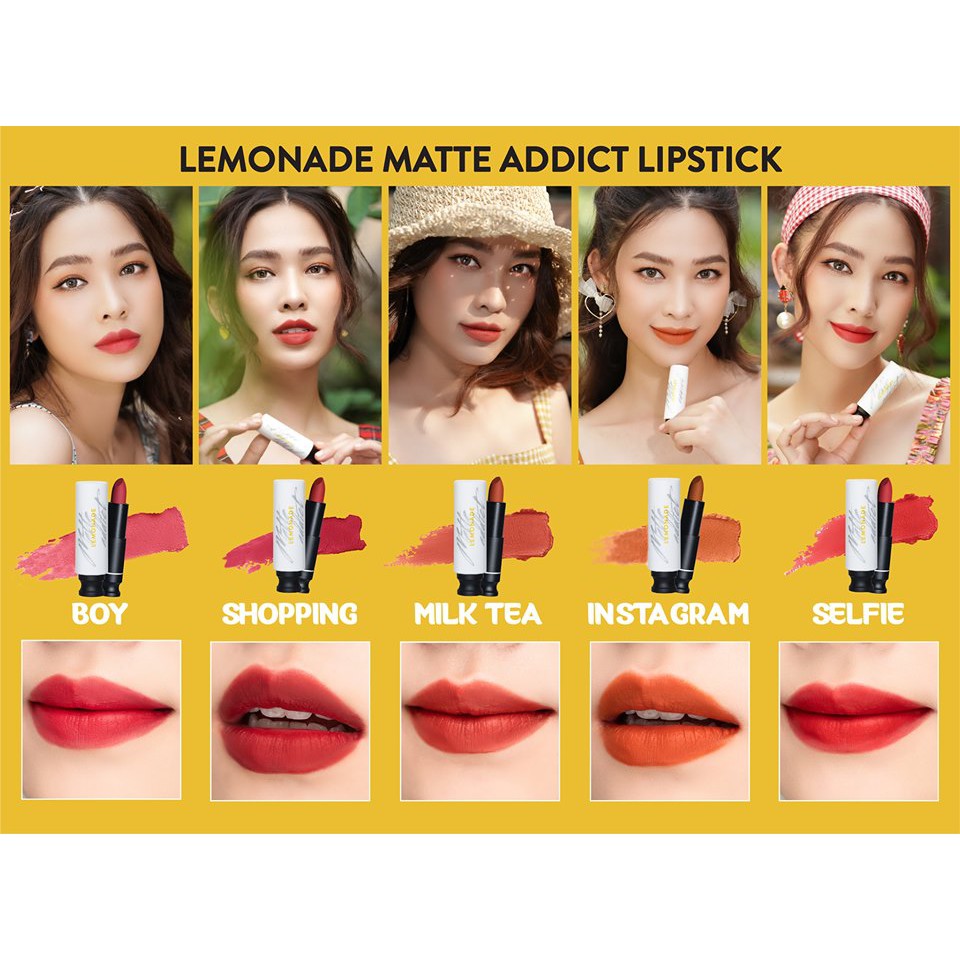 Combo 2 Son lì dạng thỏi LEMONADE Matte Addict Lipstick 3.8g x 2