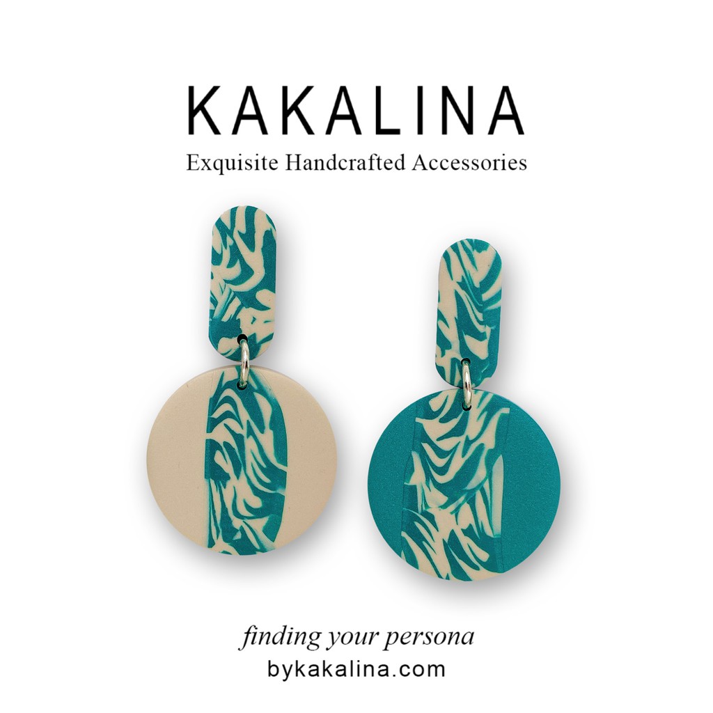 Đôi khuyên tròn KAKALINA xanh cổ vịt sành điệu cá tính trẻ trung dành cho nữ Jewelry - KA11-1