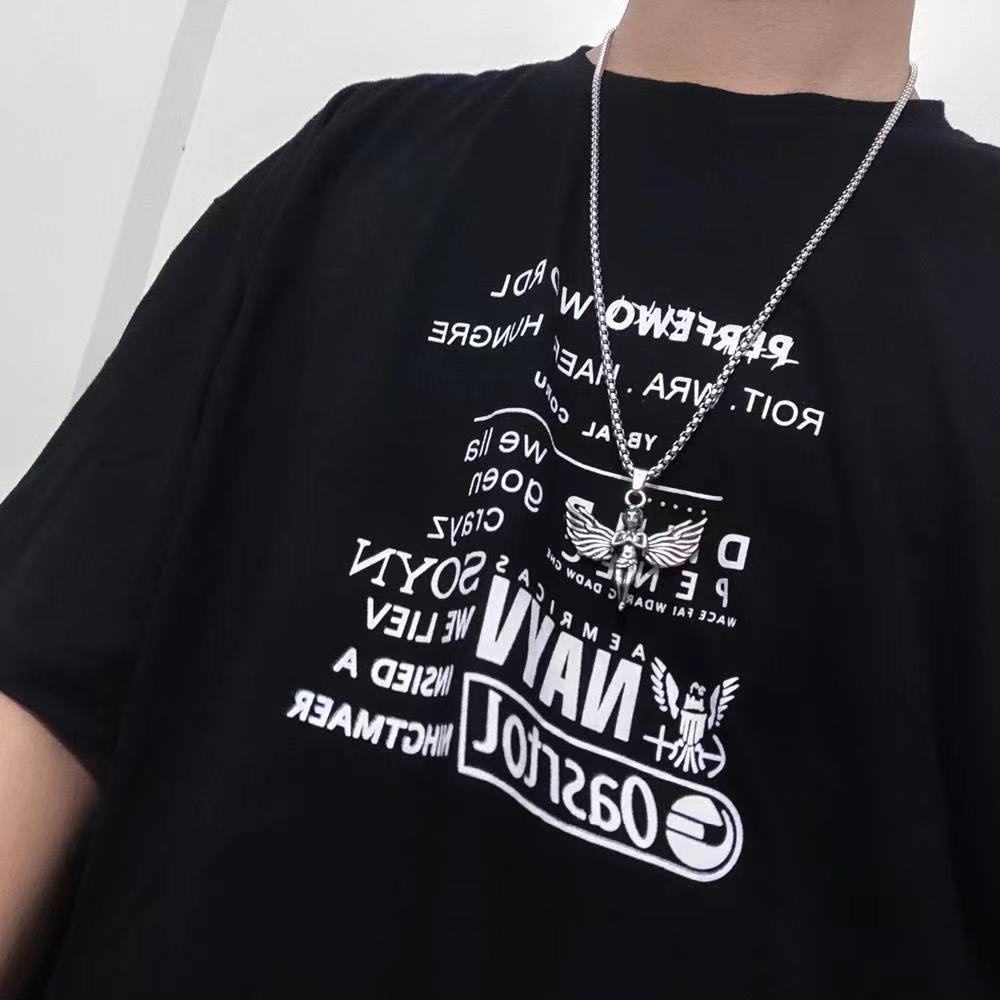 Dây Chuyền Dáng Dài Mặt Hình Thiên Thần Phong Cách Hip Hop Punk Cá Tính