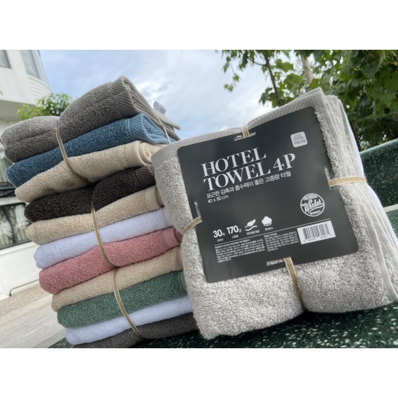 Hàng xuất Hàn xịn-Khăn tắm set 4c chất cotton siêu mềm 40*80cm hàng đẹp bao kiểm hàng