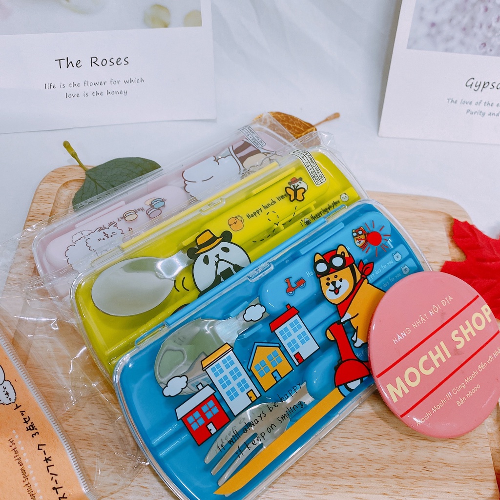 Set muỗng/đũa/nĩa tập ăn cho bé DAISO - 3 màu Nhật Bản