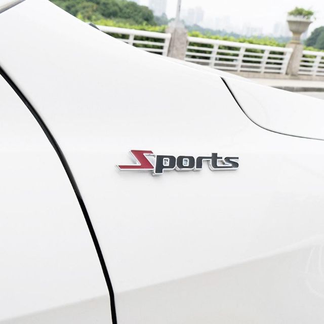 Logo 3D tem chữ nổi SPORTS kim loại trang trí ô tô xe máy