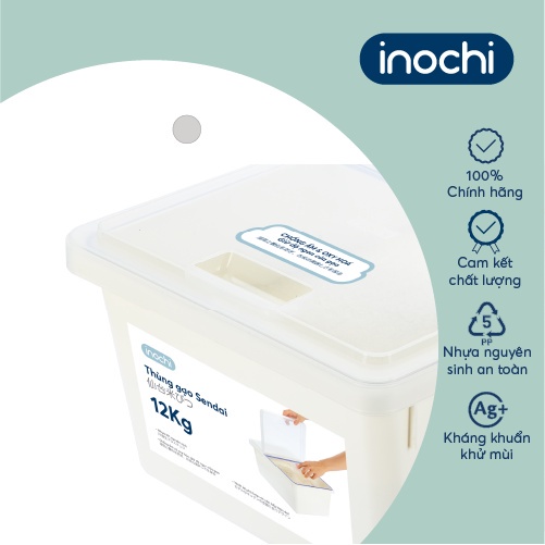 Thùng đựng gạo Inochi - Sendai 12kg Chống ẩm mốc, oxi hóa, mùi hôi