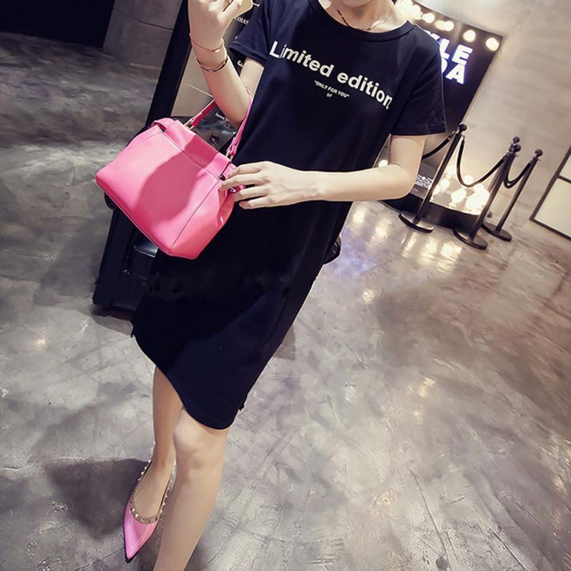 Đầm thun form suông tay ngắn cá tính cho nữ | BigBuy360 - bigbuy360.vn