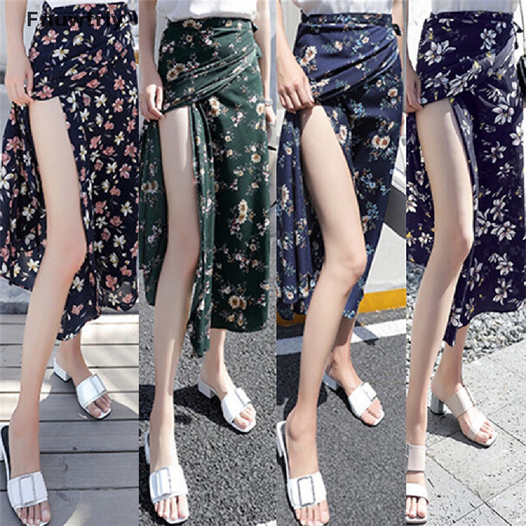 Chân váy voan dài lưng cao in họa tiết hoa phong cách Boho thời trang mùa hè cho nữ