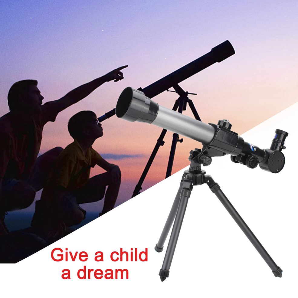 Đồ chơi kính thiên văn khúc xạ phóng to 40 lần có giá đỡ ba chân dành cho trẻ em