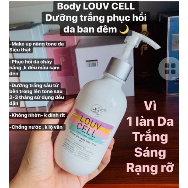 [ Chính hãng ] Kem dưỡng trắng da body Louv Cell Crystal Whitening Body Lotion 120ml và 250ml