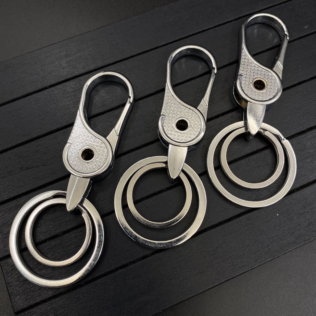 Móc khóa xe vòng kép - Hợp kim - Size 2.5 x 8 cm - bền đẹp phong cách chắc chắn.