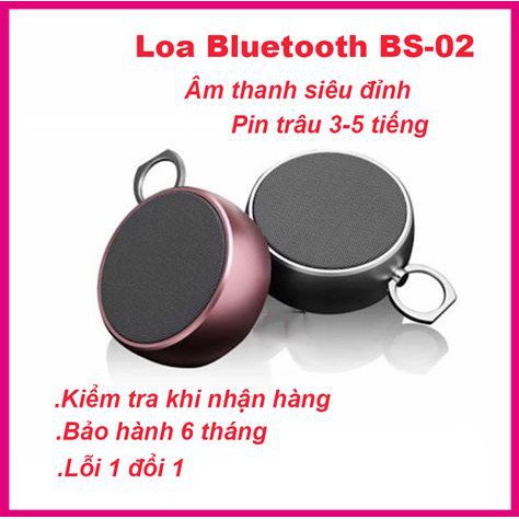 Loa Bluetooth Mini BS02 Vỏ Kim Loại,Âm Thanh Hay,Có Móc Treo Tiện Lợi,Có Khe Cắm Thẻ Nhớ,Cổng 3.5,pin trâu 5h,bảo hành 3