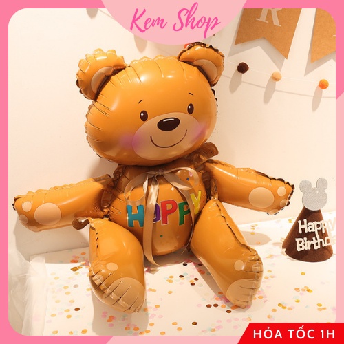 Bóng gấu nâu Teddy 3D size đại Kem Shop trang trí sinh nhật - K206
