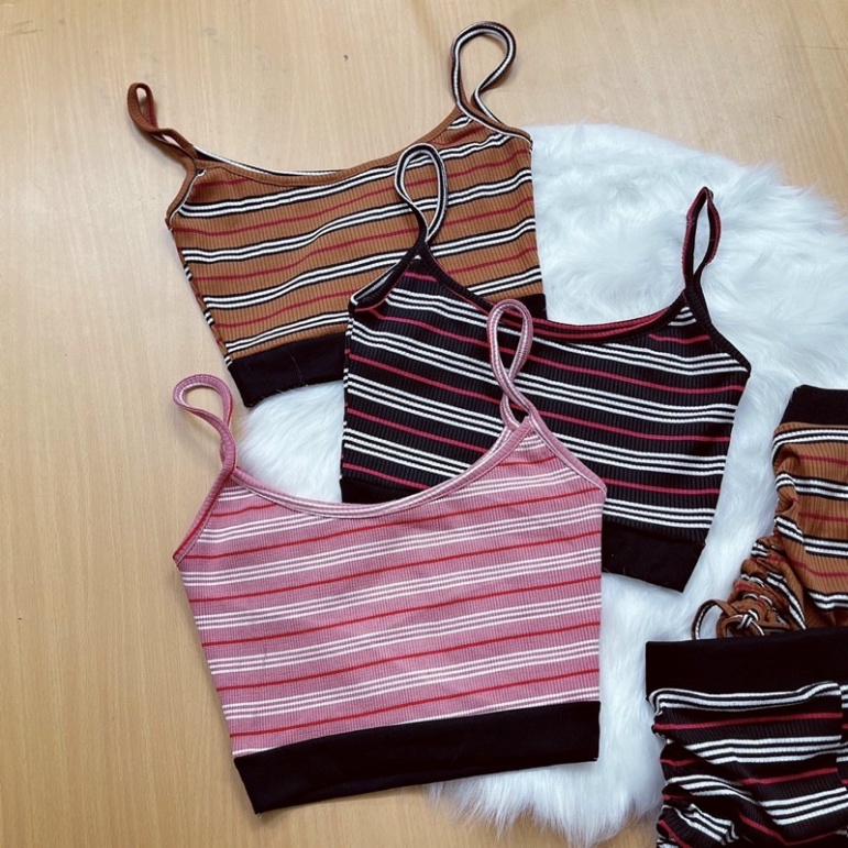 Set bộ sọc áo 2 dây phối quần rút dây 2 bên - B7U