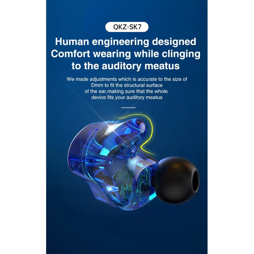 Tai nghe QKZ SK7, đẹp hơn, Bass tốt hơn, có micro và tăng giảm âm lượng