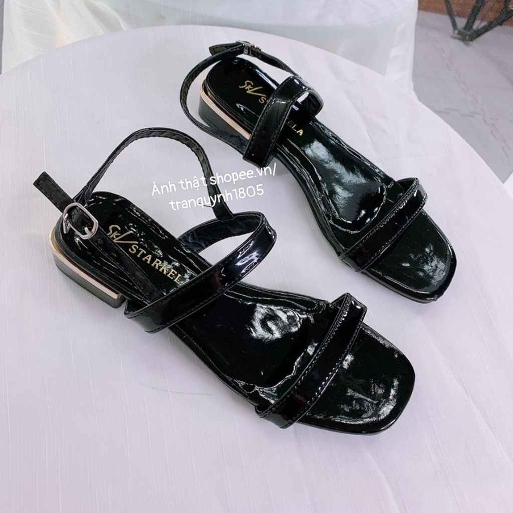 Giày sandal 2p gót vuông dây mảnh quai ngang nhẹ nhàng nữ tính 101