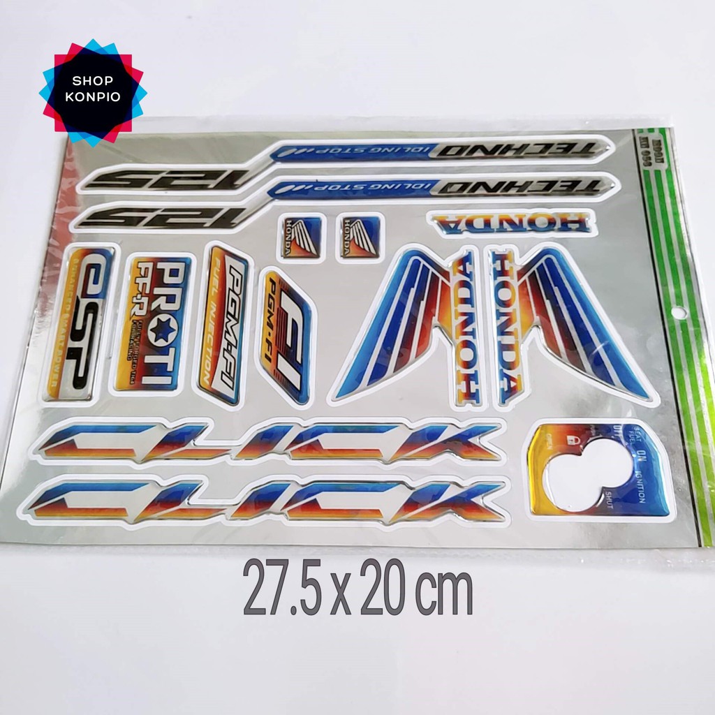 Bộ Tem Crom Dán Xe Click Dập Nổi Cao Cấp Chống Thấm Nước, Chống Bay Màu ( Sticker )