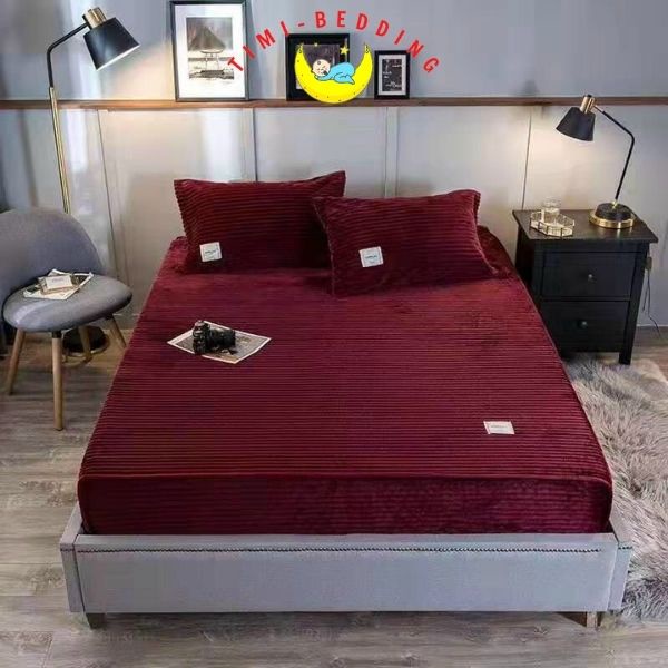 Ga nỉ nhung tăm trải giường cao cấp, dày dặn, ấm áp đủ màu sắc kích thước m6, m8 và 2m2 - Timibedding