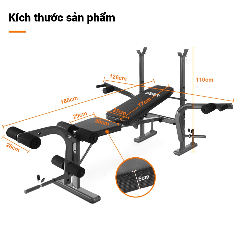 OneTwoFit 6 trong 1 Bài tập ngồi lên ghế tập tạ đa chức năng Với ​​Giá treo tạ tập tại nhà OT039Z