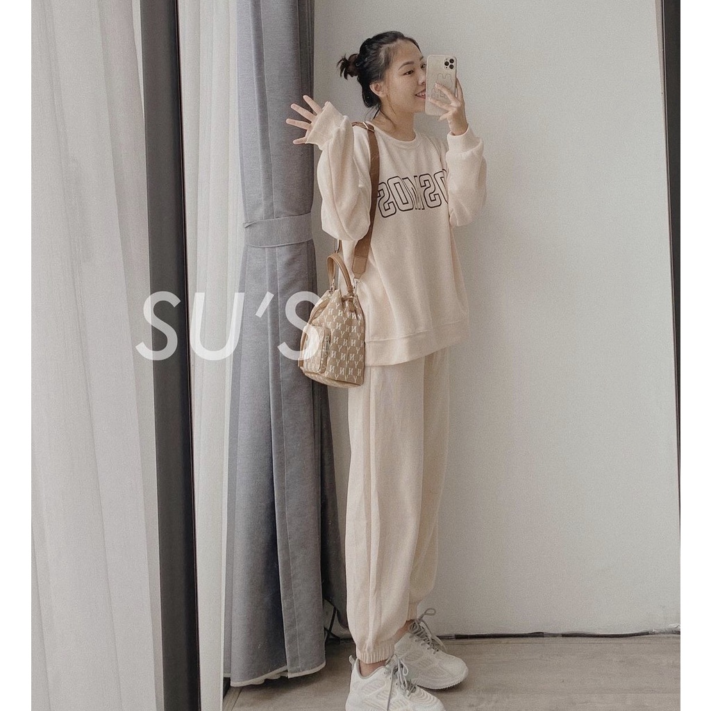 Set bộ 🌸 Set đồ nữ dài tay in chữ nỉ mùa đông COMOS phong cách Hàn Quốc Ulzzang PHULA dành cho nữ unisex freesize | BigBuy360 - bigbuy360.vn