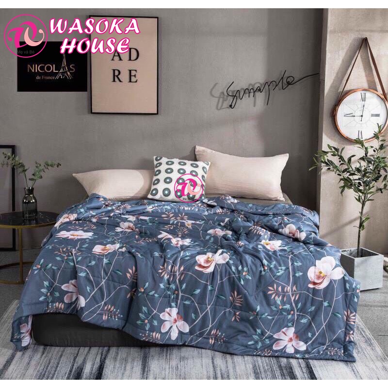 Chăn mền lụa tencel mềm  mịn, mát lạnh 2mx2m2, mùa hè đắp mát, nhiều họa tiết hoa văn 5D đẹp