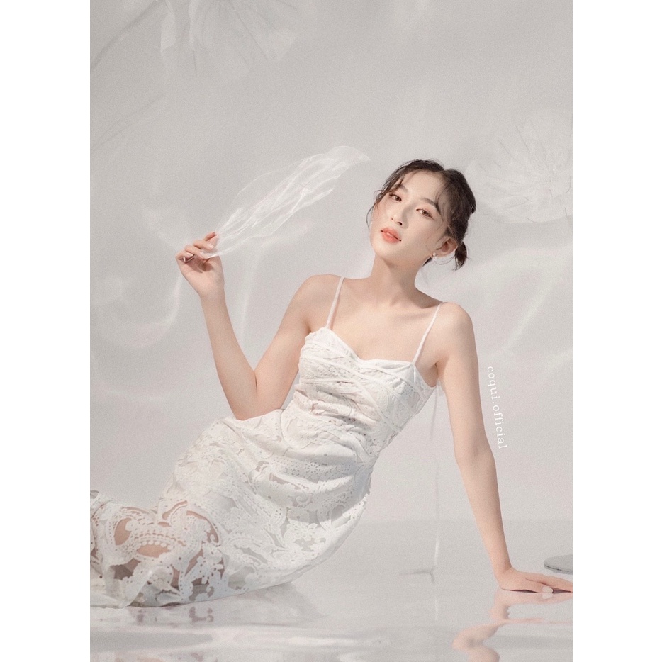 COQUI - Đầm dài voan thêu cúp ngực - Eliza Dress