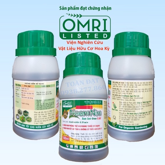 Dầu Neem Nim , Hữu Cơ Bảo Vệ Cây Trồng