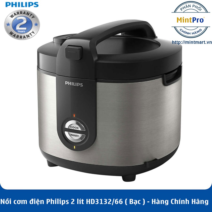 Nồi cơm điện Philips 2 lít HD3132/66 ( Bạc ) – Hàng Chính Hãng – Bảo Hành 2 Năm Toàn Quốc