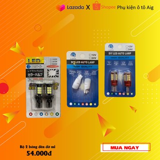 Bộ 2 bóng đèn led đờ mi/ cà na tăng sáng cho ô tô và xe máy T10 đủ màu