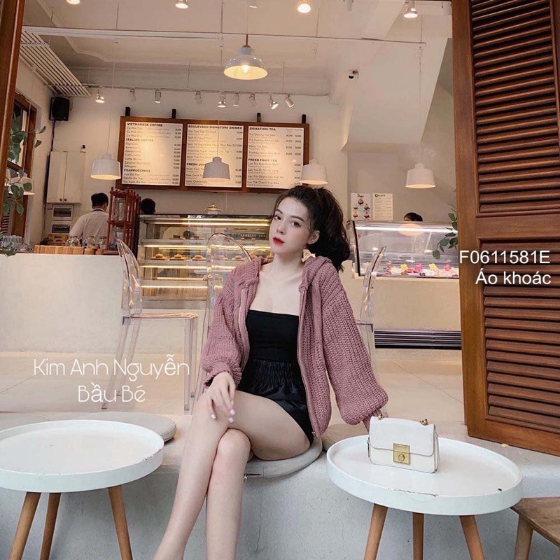 Áo khoác len có mũ khoá kéo vuông hàng nhập chuẩn đẹp!