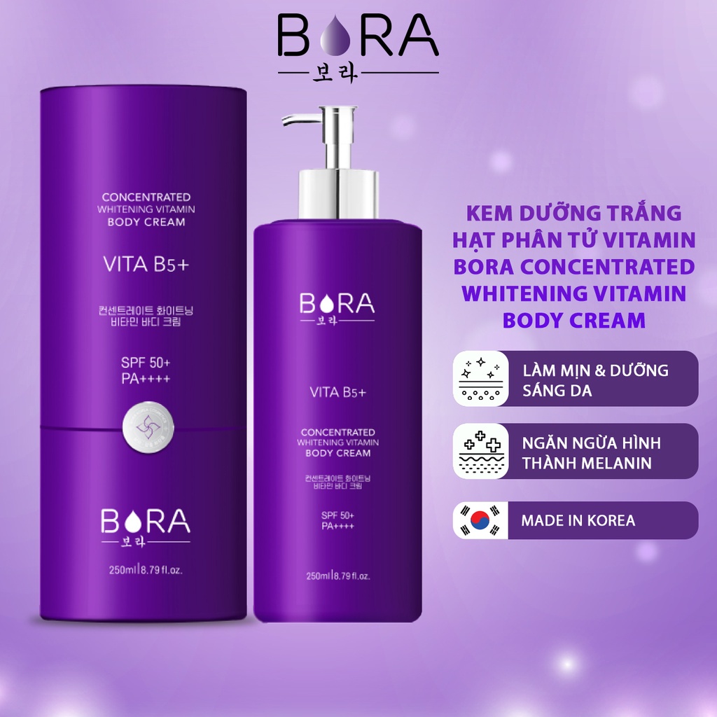 Kem dưỡng trắng hạt phân tử Vitamin - BORA CONCENTRATED WHITENING VITAMIN BODY CREAM