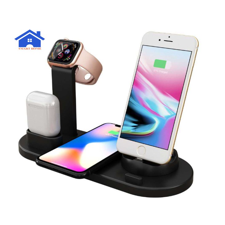 Đế sạc nhanh không dây 4 in 1 cho điện thoại, smart watch , tai nghe - Đế Sạc Đa Năng Cho Apple Watch & Iphone & AirPods
