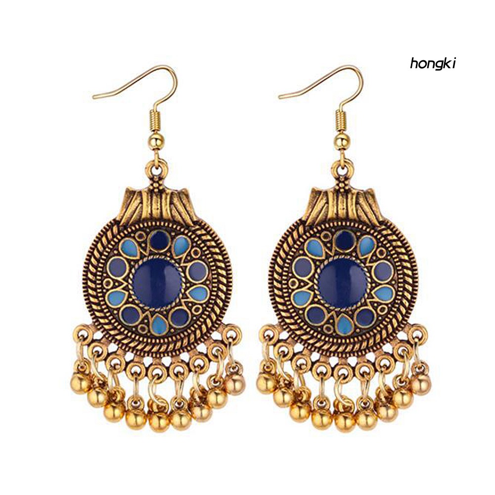 Đôi bông tai dáng dài phối tua rua phong cách bohemian cho nữ