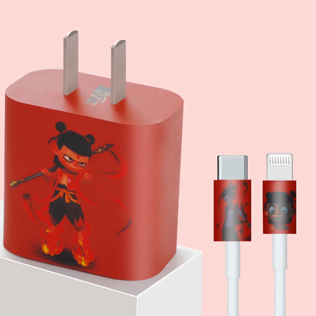 Miếng dán trang trí chống trầy cho linh kiện sạc 18 / 20W hoa văn Hello Kitty Snoopy