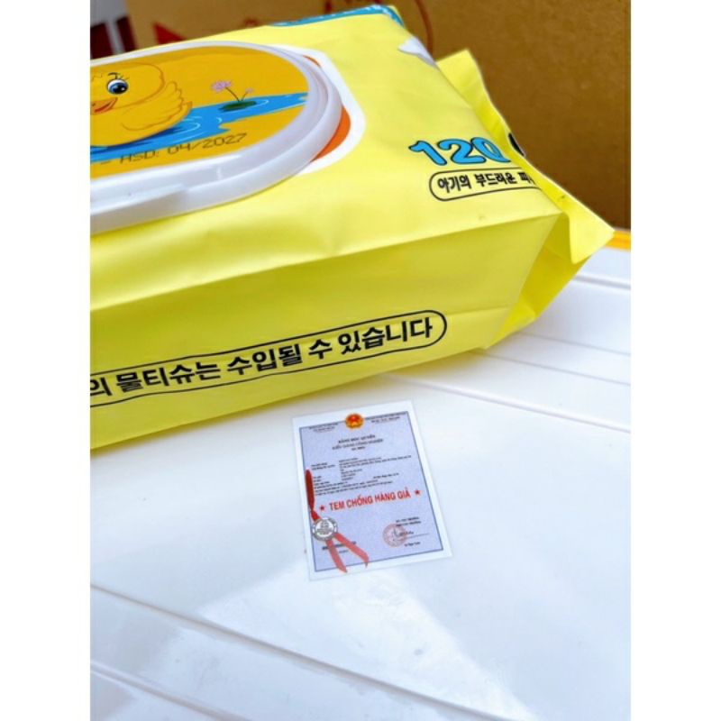 Tặng Thùng - Combo 10 bịch  khăn ướt Vịt Vàng kháng khuẩn