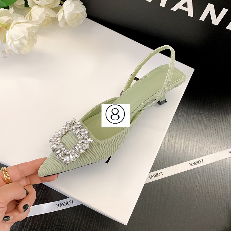 Giày Cao Gót Mũi Nhọn Đính Đá Thời Trang Mùa Hè 2022 Mới Cho Nữ