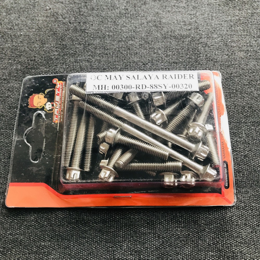 (FULL INOX) Bộ ốc lốc máy INOX kiểu SALAYA gắn xe SATRIA, RAIDER
