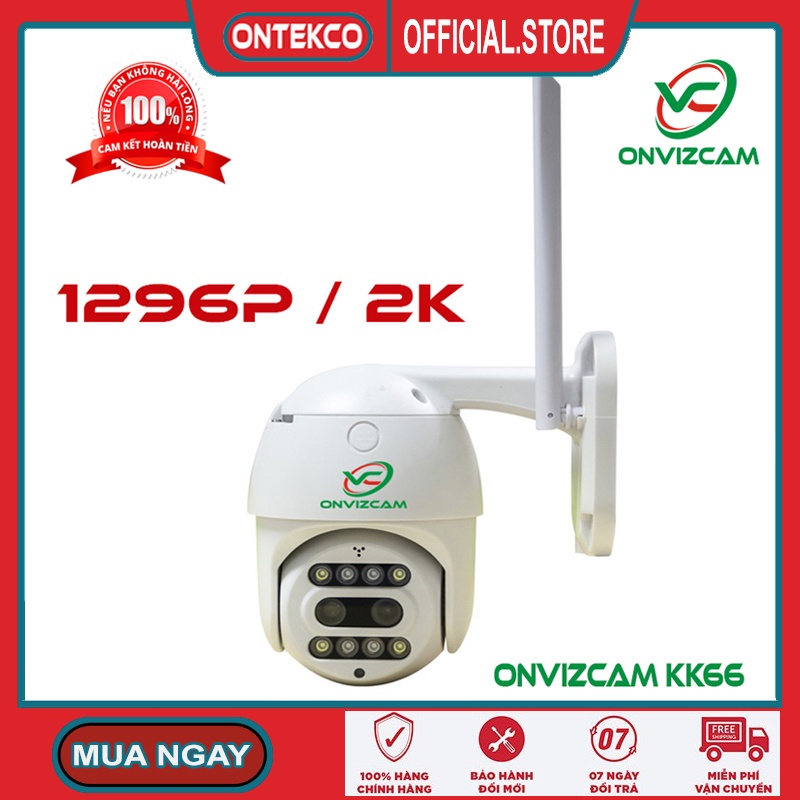 Camera WIFI PTZ ngoài trời ONVIZCAM KK66 siêu ZOOM 10x, độ phân giải 2K, nhận diện khuôn mặt, có đèn LED