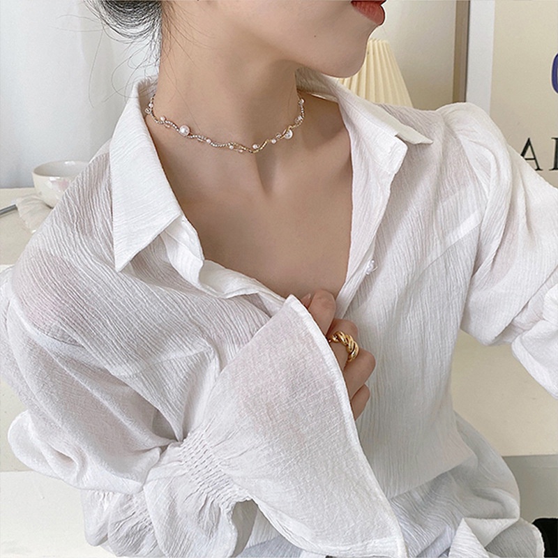 Vòng cổ Hợp Kim Đính Ngọc Trai Nhân Tạo Thời Trang