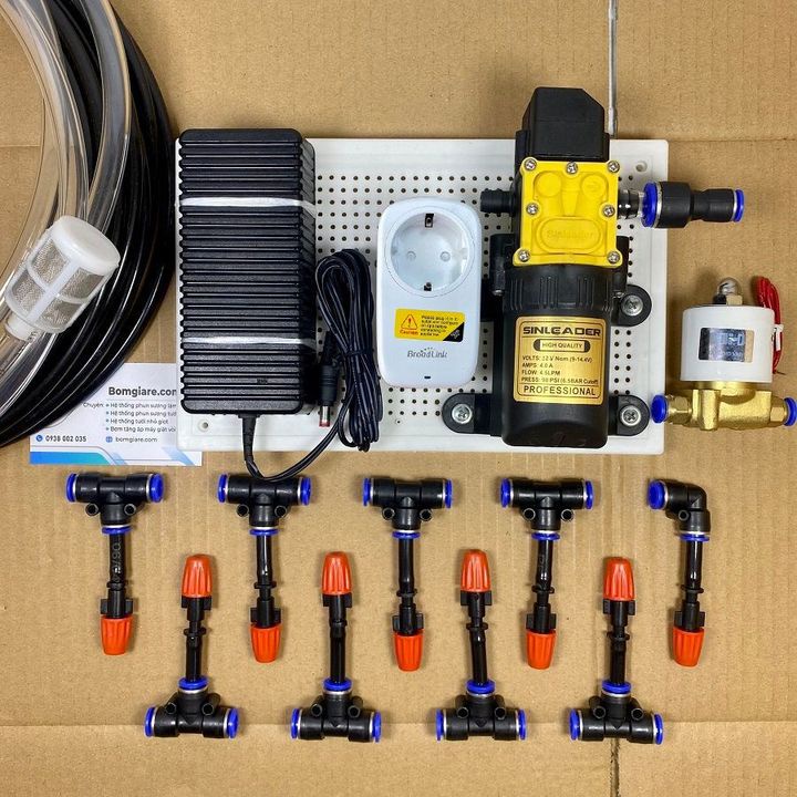 Trọn bộ tưới phun sương vườn lan vườn cây cảnh tự động hẹn giờ bằng timer hoặc wifi 10,15,20 béc 1 hướng bằng nhựa