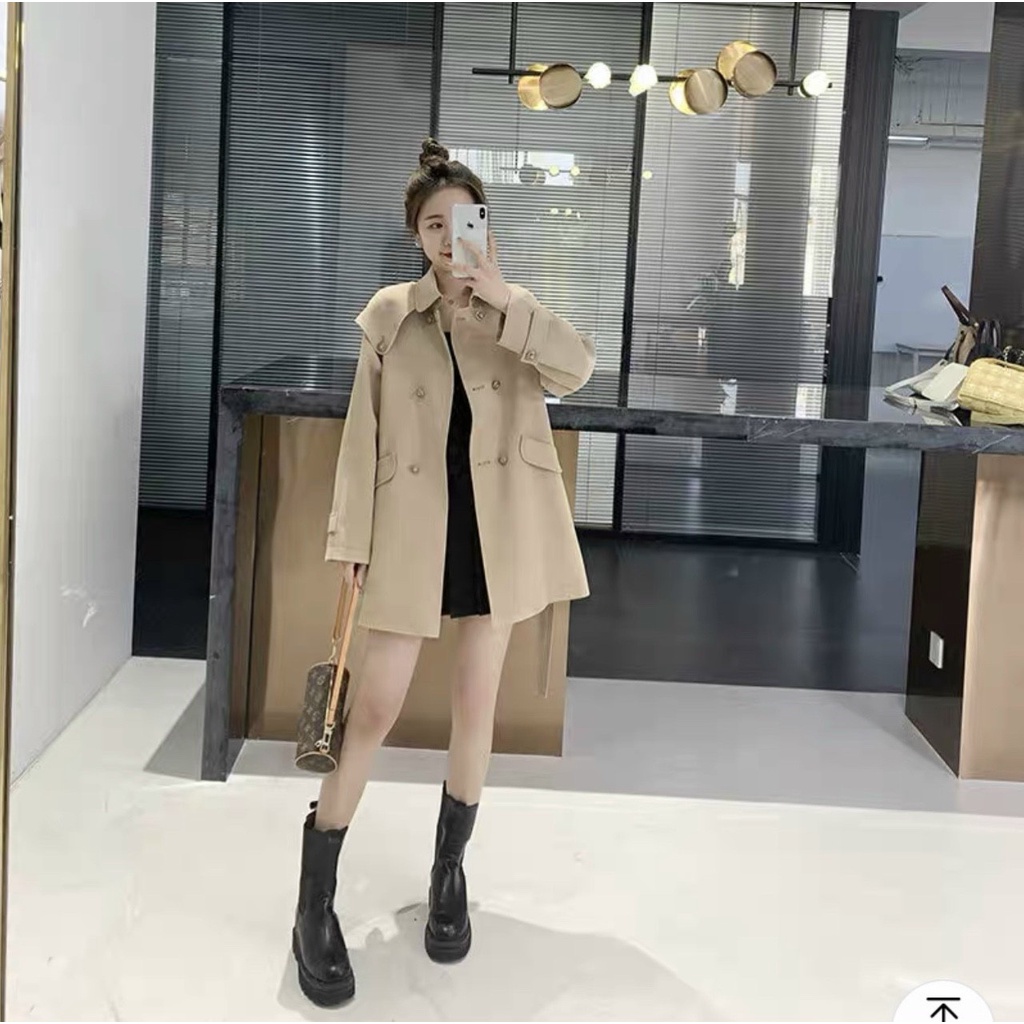 ÁO KHOÁC KAKI MÀU NUDE FORM DÀI KÈM BELT THỜI THƯỢNG, QUYẾN RŨ