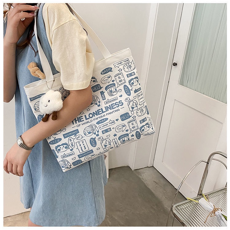 Túi Xách Vải Canvas Cỡ Lớn Có Thể Tái Sử Dụng Tiện Lợi