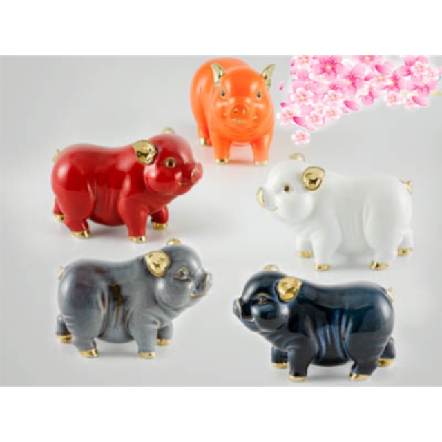 Tượng heo tài lộc gốm sứ minh long size 15cm