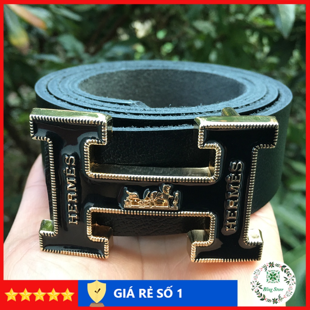 Thắt lưng nam da bò thật cao cấp, dây nịt da, thắt lưng chữ H thời trang đẳng cấp DLH002