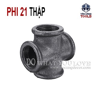 Nối Chữ Thập Nối Ống Nước Phi 21 - Gang Màu Xám