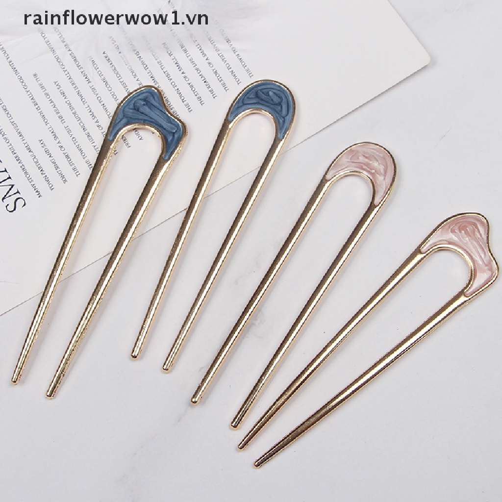 Trâm Cài Tóc Kim Loại Tráng Men Hình Chữ U Thanh Lịch Cho Nữ