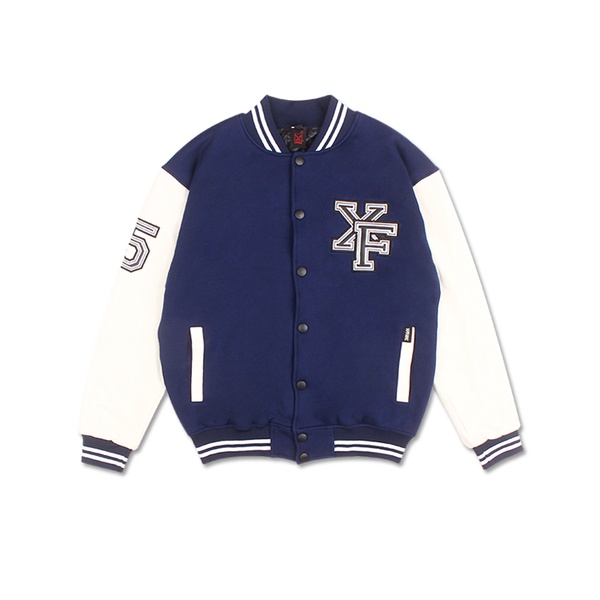 Áo Khoác Bóng Chày Bomber Varsity Nỉ Đẹp Nam Nữ Form Rộng Màu Xanh Nước Biển Navy 2 Lớp Cao Cấp Local Brand Xfire