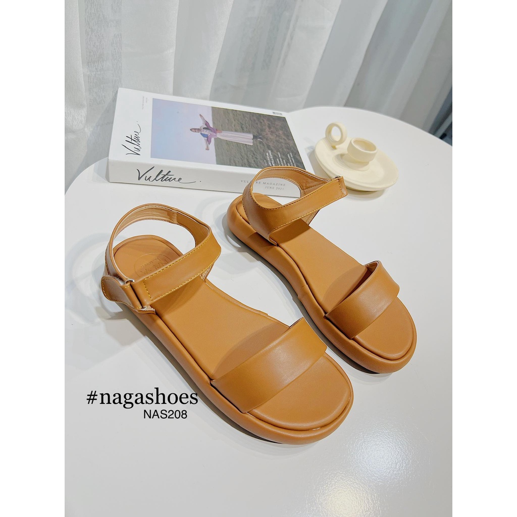 GIÀY SANDAL NAGASHOES QUAI NGANG KHÓA DÁN 2CM NAS208