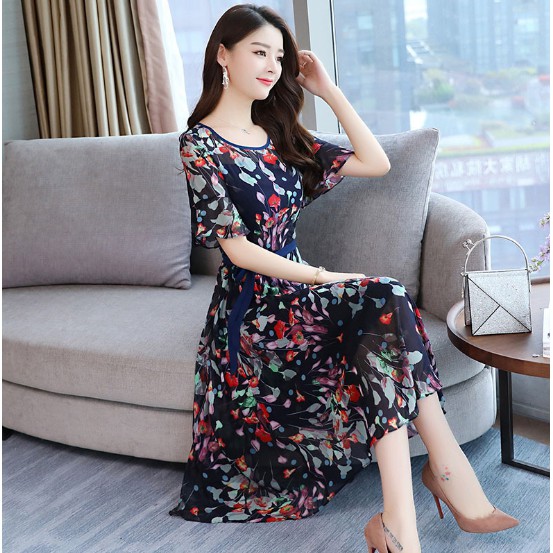 Váy Xòe Nữ Họa Tiết Hoa Lá Nổi Trội - Dáng Đẹp Màu Sáng | BigBuy360 - bigbuy360.vn