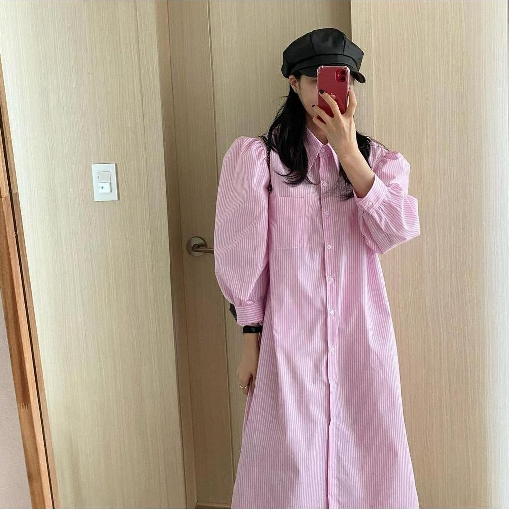 Áo Sơ Mi Dài Tay Dáng Rộng Xinh Xắn Theo Phong Cách Hàn Quốc